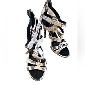 Giuseppe Zanotti Beige and Brown Snakeskin Heels